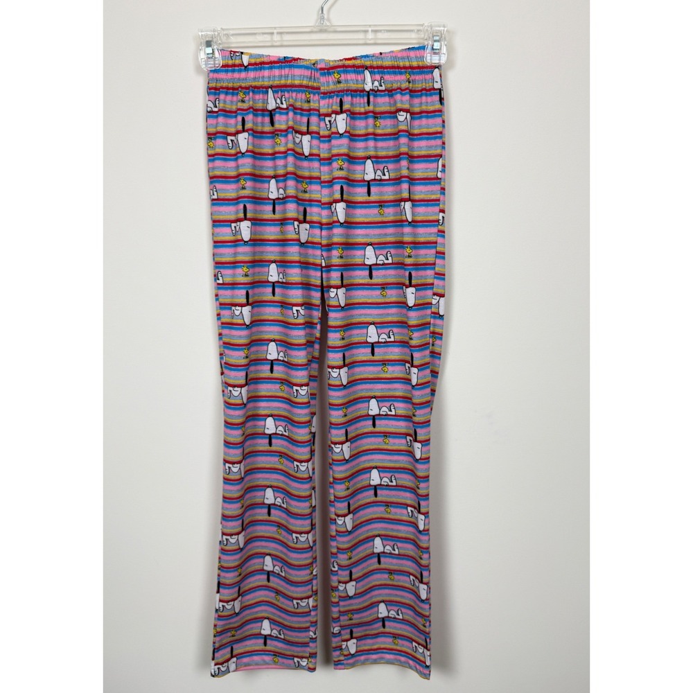 PJammy Peanuts Snoopy Pajama Pants Women S Pink Striped Woodstock Lounge